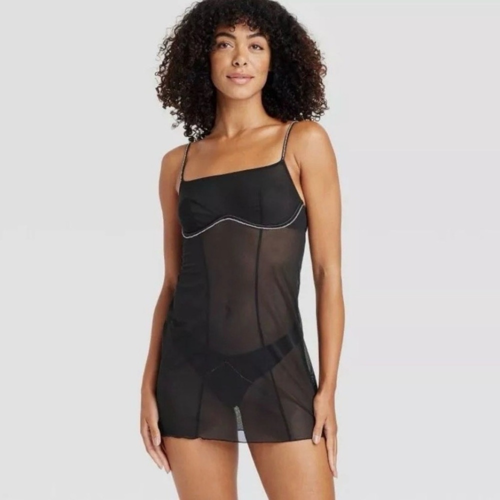 Auden Black Sheer Chemise Set
